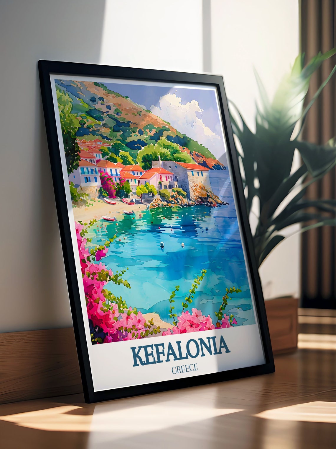 Kefalonia Travel Poster Assos Village Print Scenic Ionian Islands Decor Historic Greek Village Vibrant Kefalonia Art - Image 2