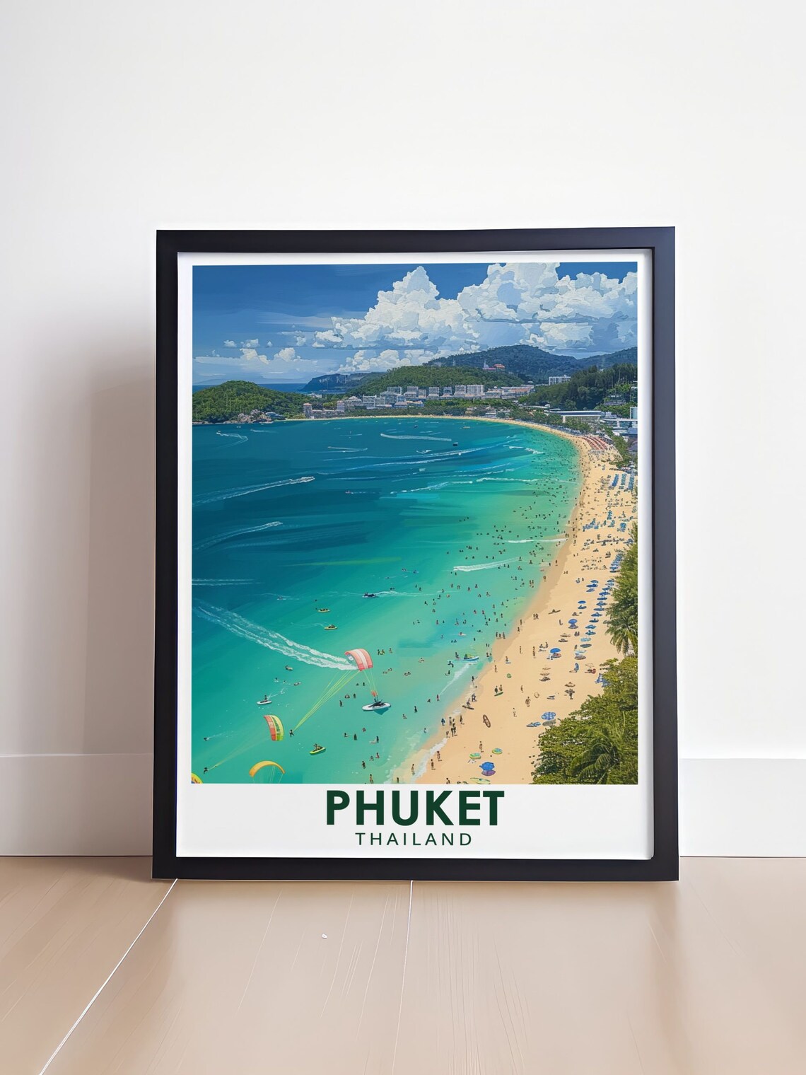 Patong Beach Aerial Parasailing Phuket Thailand Travel Poster - Image 4