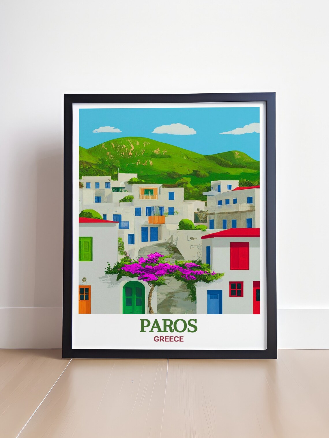 Paros Greece Lefkes Village White Houses Colorful Doors Poster - Image 3