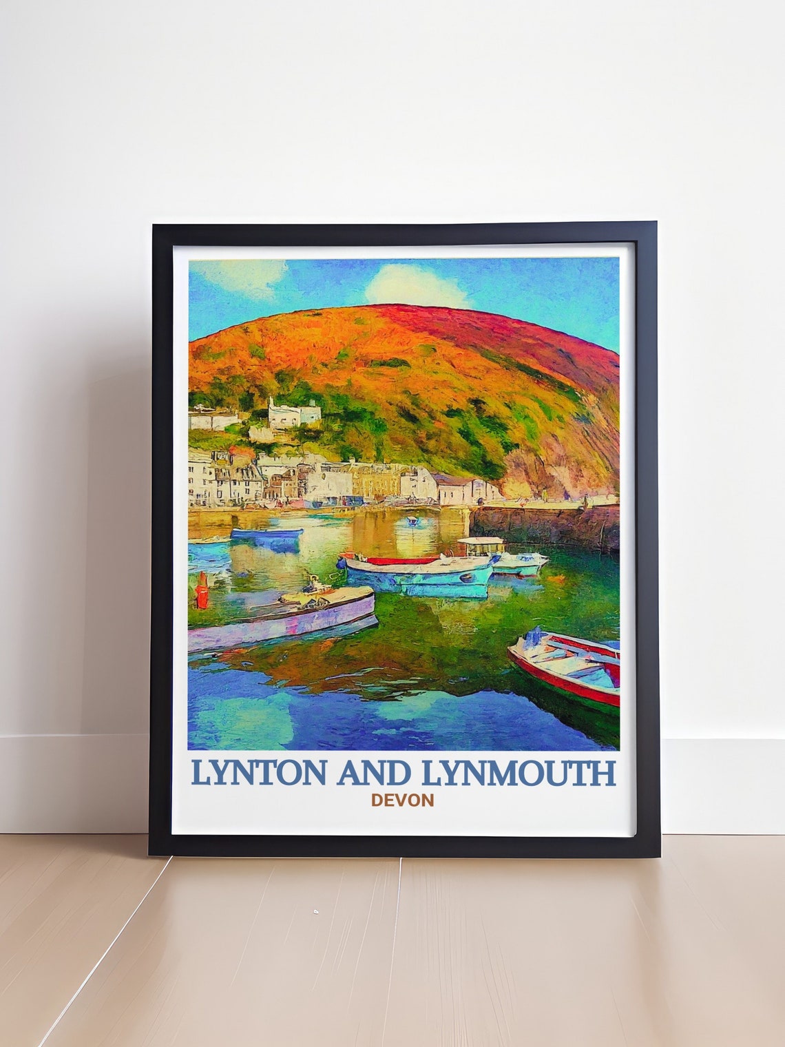 Lynton And Lynmouth Devon Harbour Boats Vintage Travel Poster - Image 4