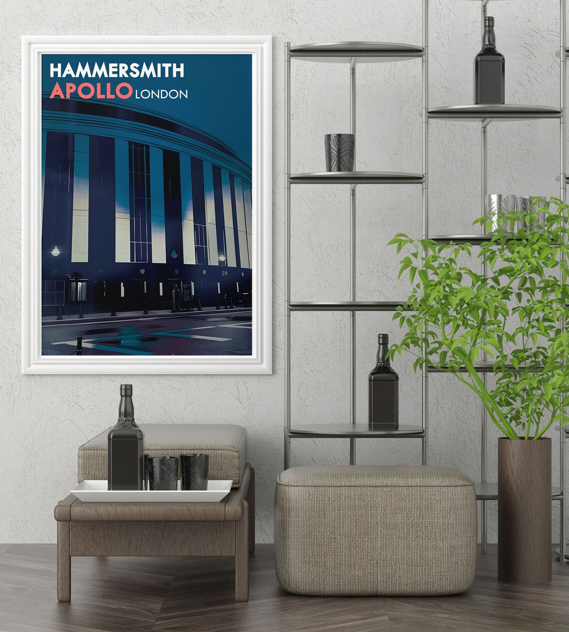 Hammersmith Apollo London Art Deco Venue At Night Travel Poster - Image 2