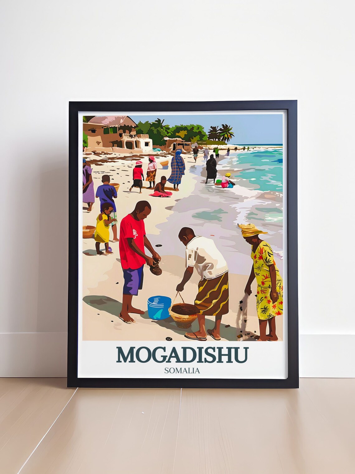 Mogadishu Somalia Lido Beach Fishermen Coastal Scene Travel Poster - Image 4