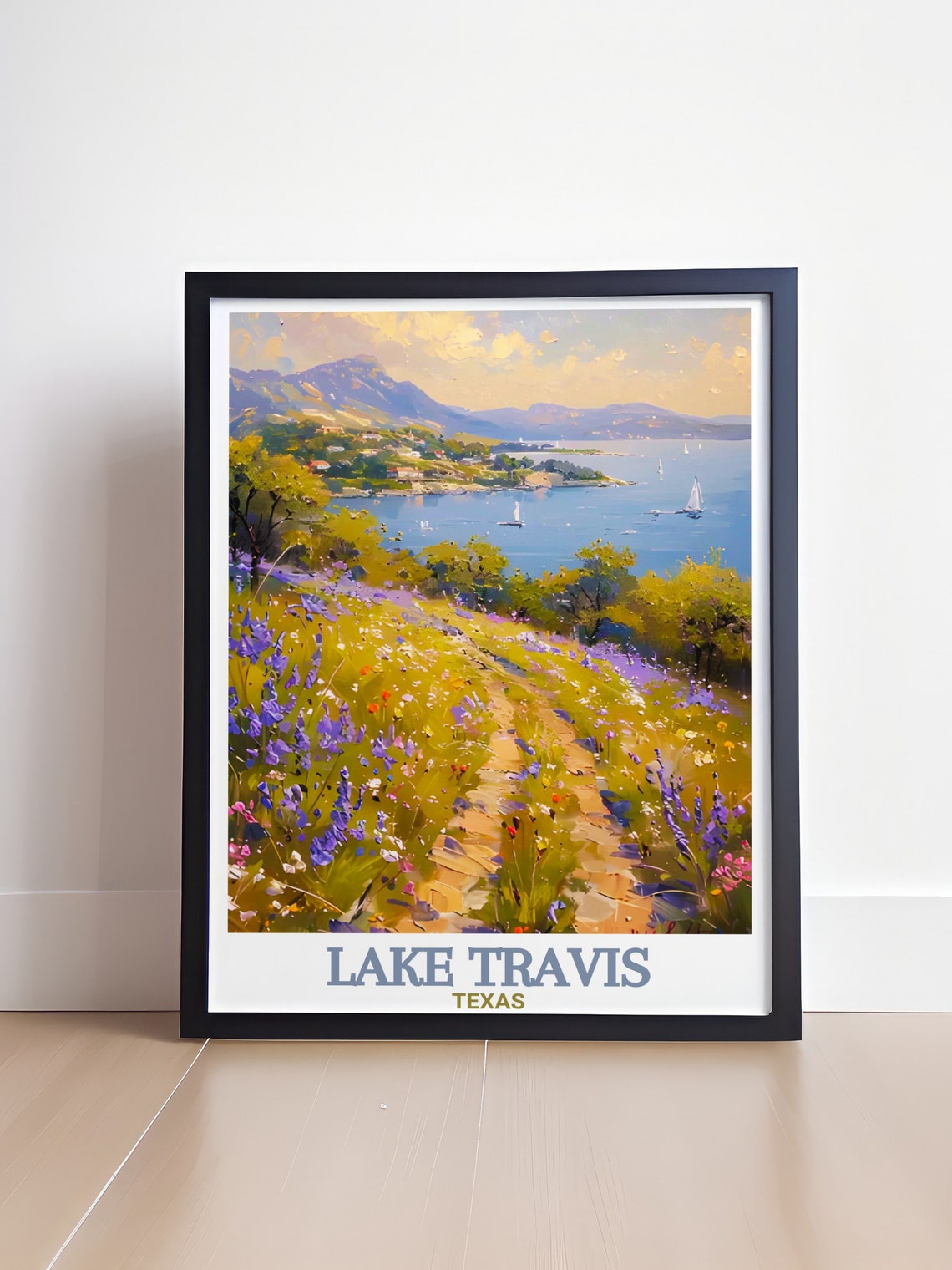 Lake Travis Texas Wildflower Trail Sailboat View Travel Poster - Image 4