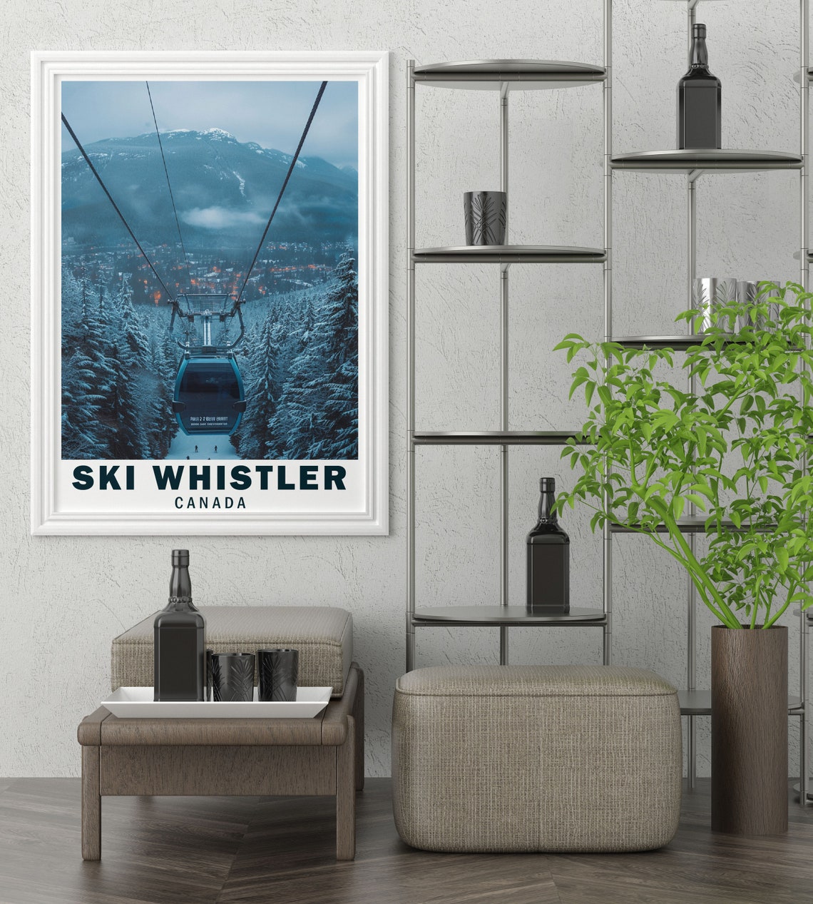 Ski Whistler Peak 2 Peak Gondola Snowy Forest Evening View Poster - Image 2