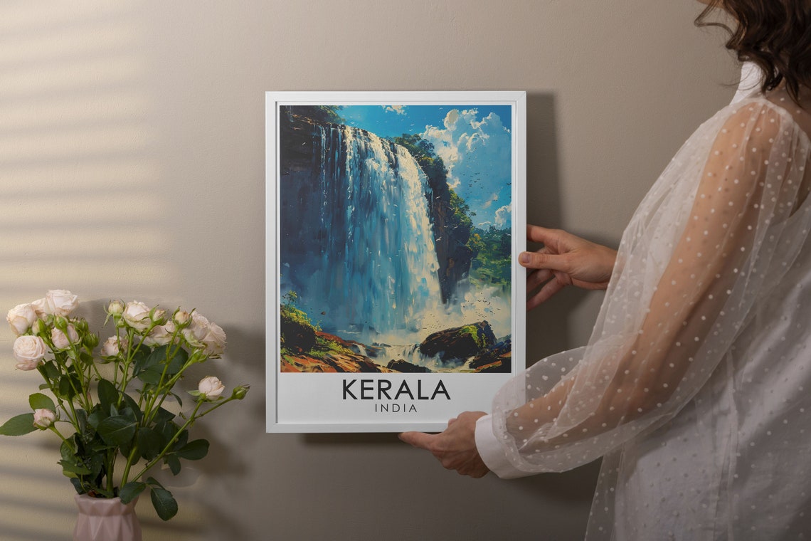 Kerala Athirappilly Waterfalls Cascading Blue Jungle India Poster - Image 2