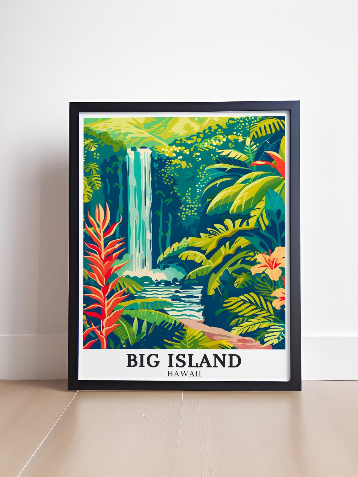 Hawaii Big Island Lush Tropical Waterfall Rainforest Travel Poster - Image 4