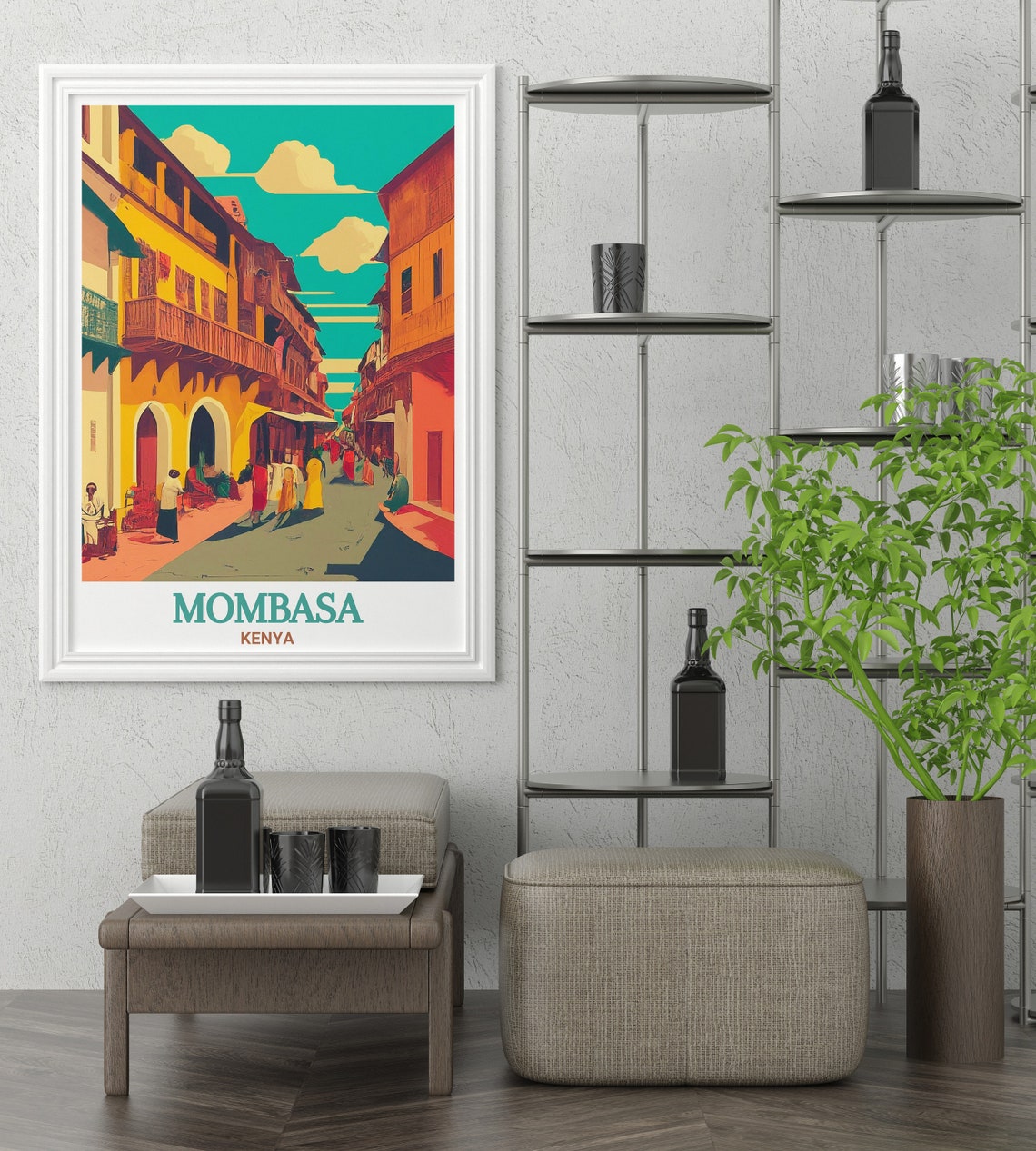 Mombasa Travel Art Old Town Decor With Stunning Mombasa Art And Travel Print Old Town With Kenya Travel Poster Mombasa Travel Print - Image 3