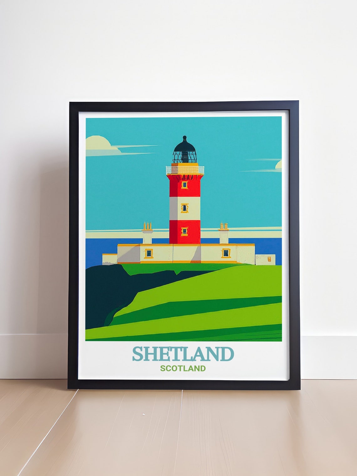 Shetland Scotland Red White Striped Lighthouse Coastal Poster - Image 4