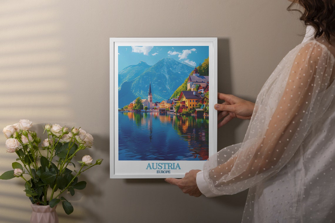 Hallstatt Austria Lakeside Village Reflections Mirror Lake Poster - Image 2