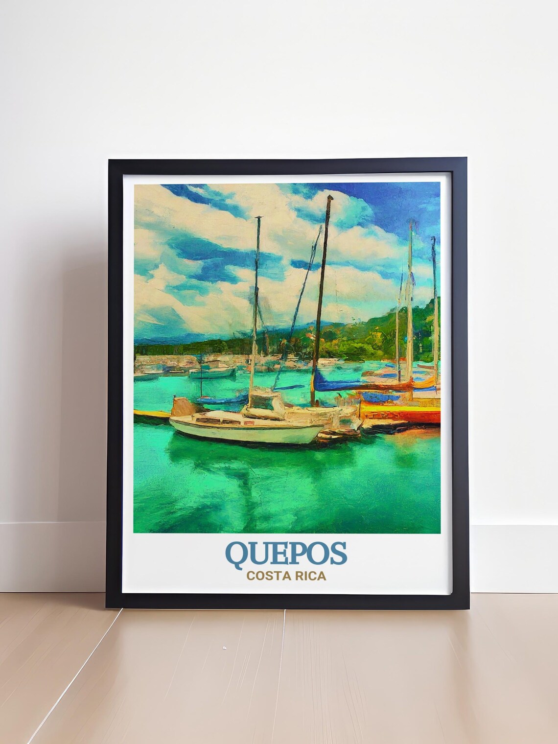 Quepos Costa Rica Sailboat Harbor Tropical Waterfront Travel Poster - Image 4