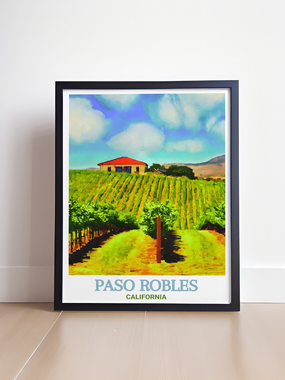 Paso Robles California Vineyard Hills and Red Barn Farm Art Poster - Image 4