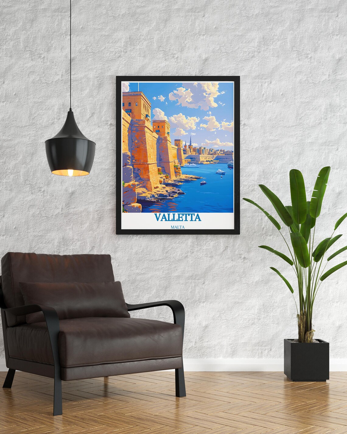 Valletta Malta Grand Harbour Limestone Bastions Seaside Travel Poster - Image 2