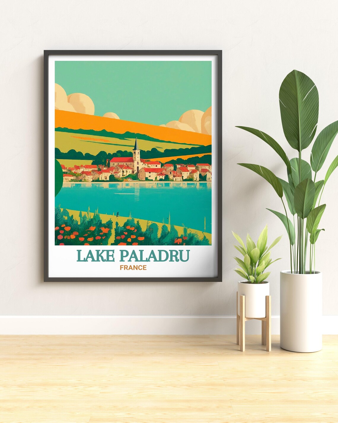 Lake Paladru France Lakeside Village Red Roof Houses Travel Poster - Image 2