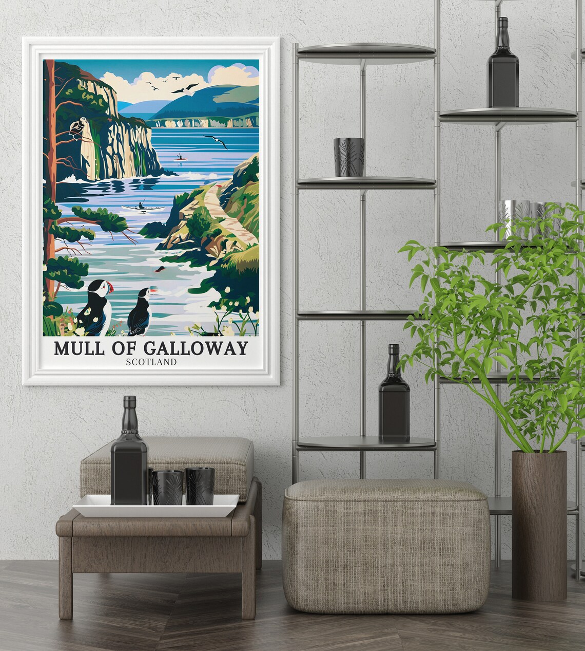 Mull of Galloway Coastal Puffins Sea Cliffs Scotland Travel Poster - Image 2