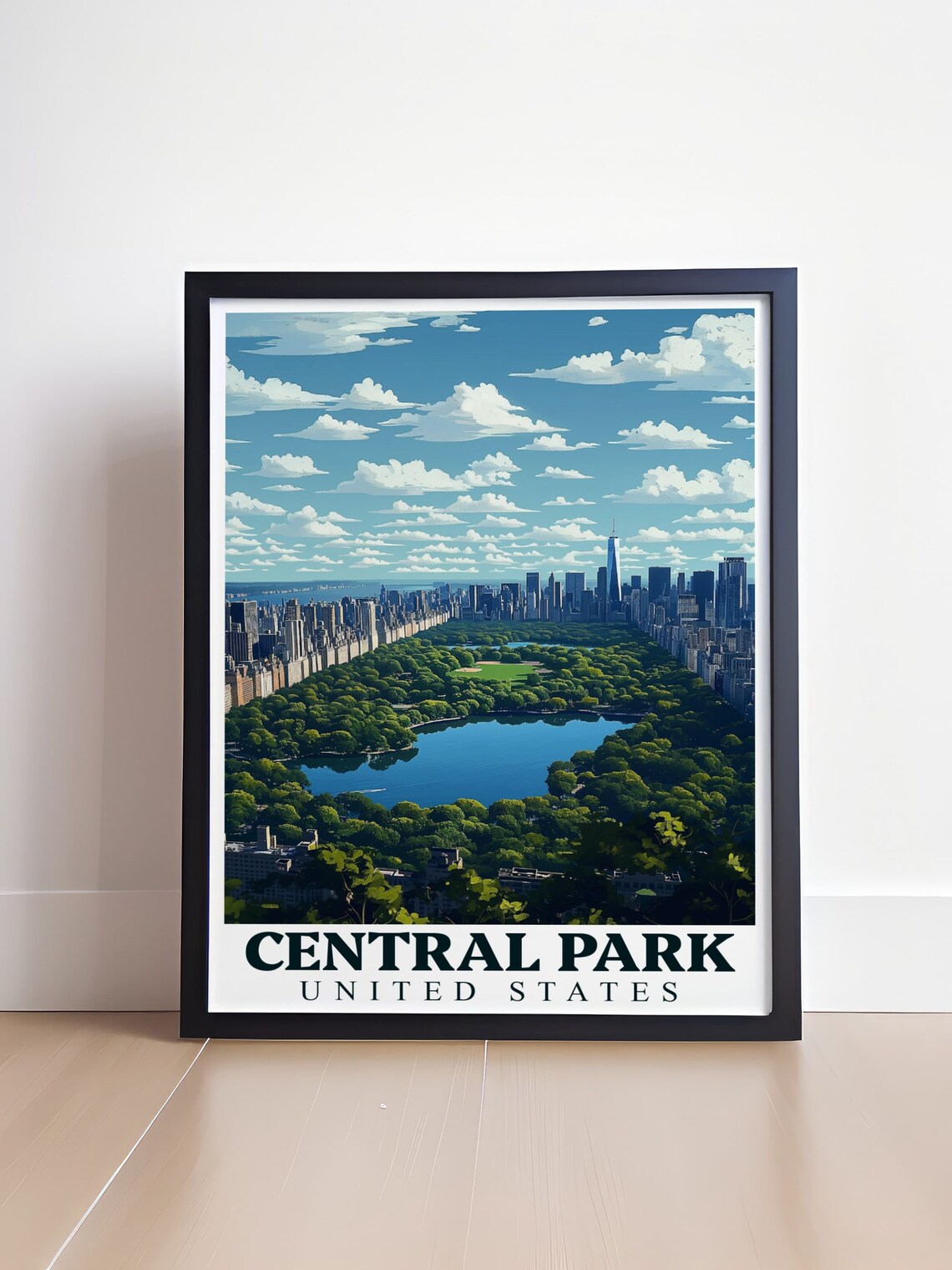 Central Park Aerial Reservoir Manhattan Skyline View New York Poster - Image 4