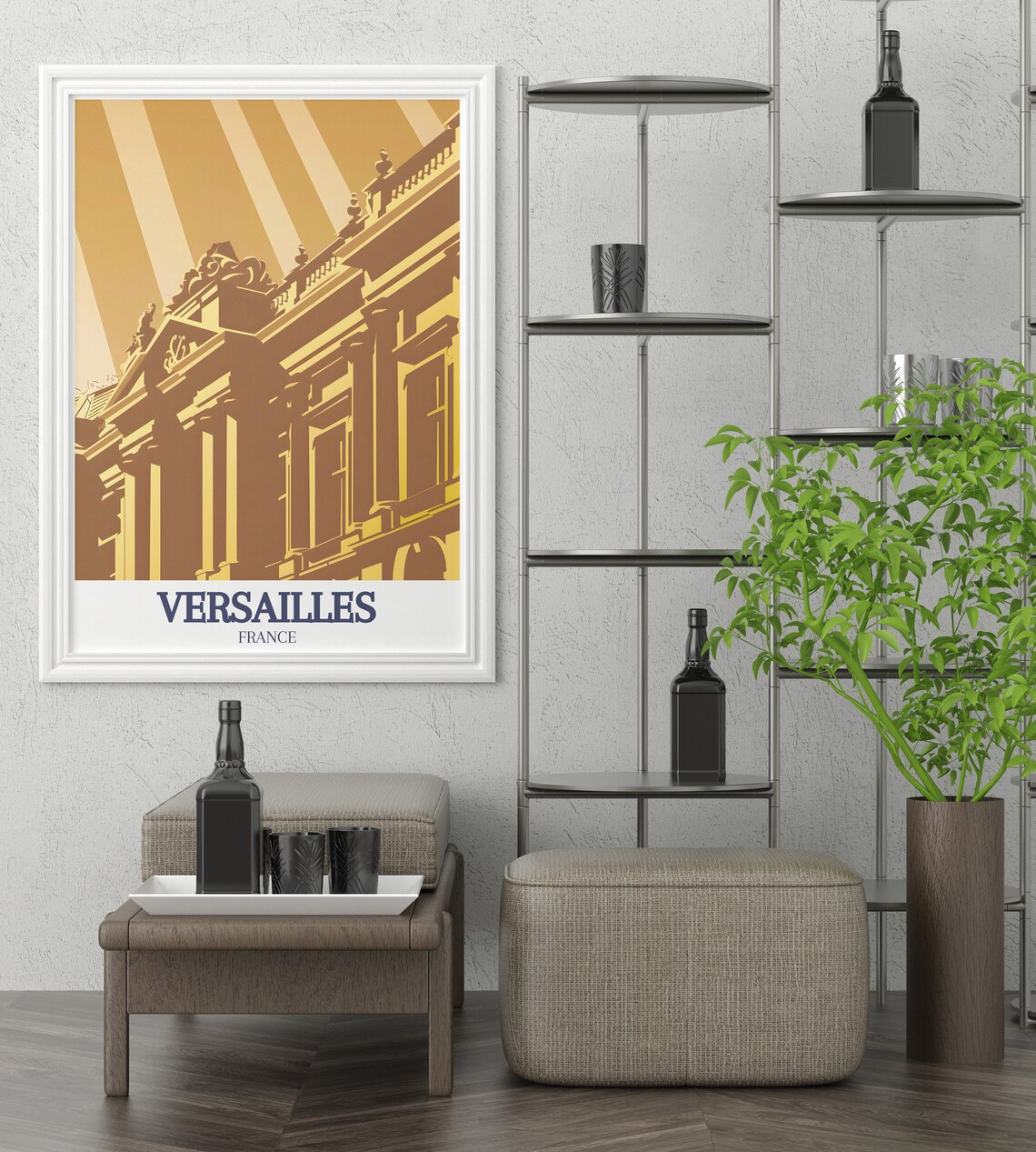 Versailles Palace Golden Facade Art Deco France Travel Poster - Image 3