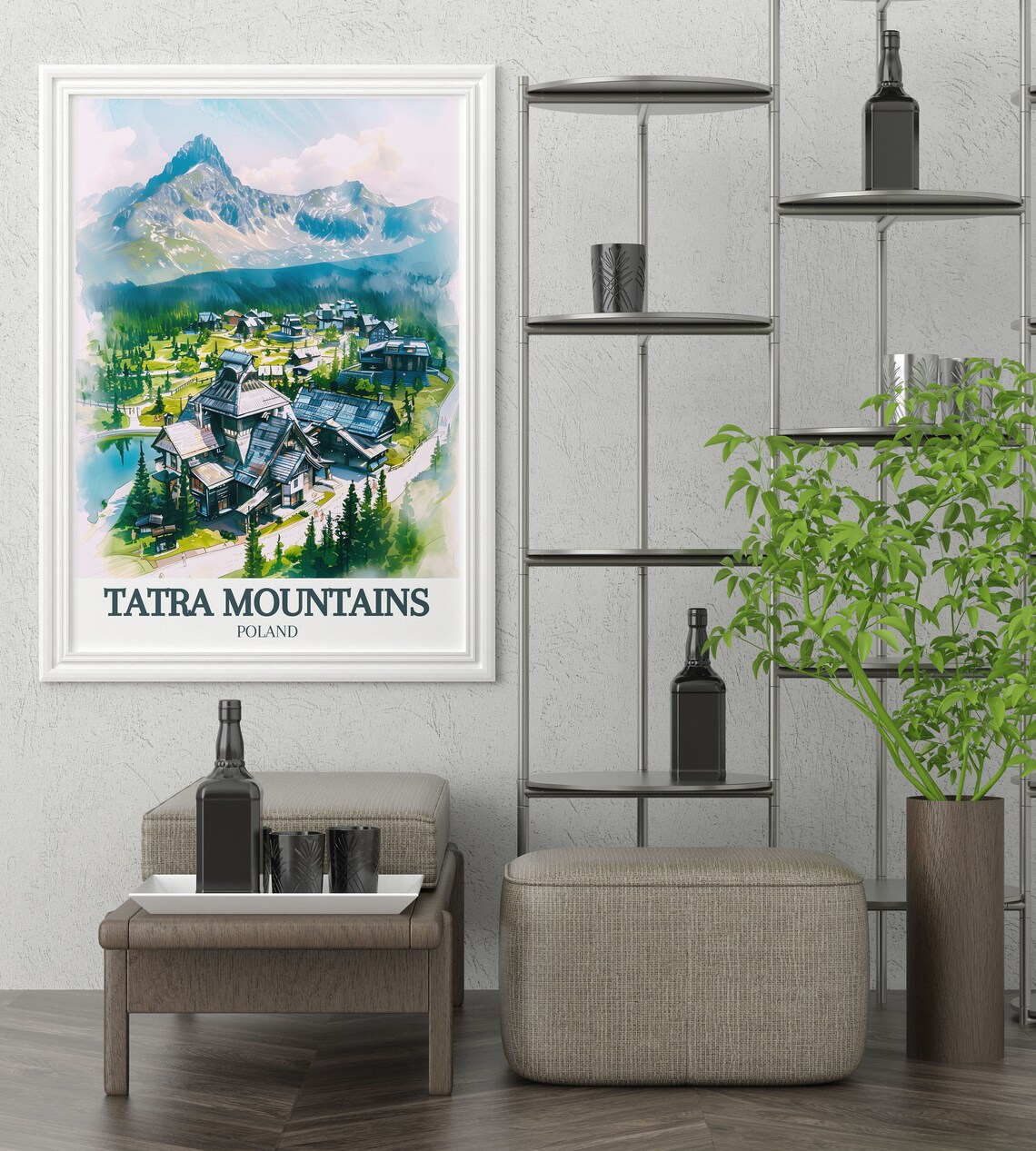 Tatra Mountains Poland Alpine Lodge Village Valley Travel Poster - Image 2