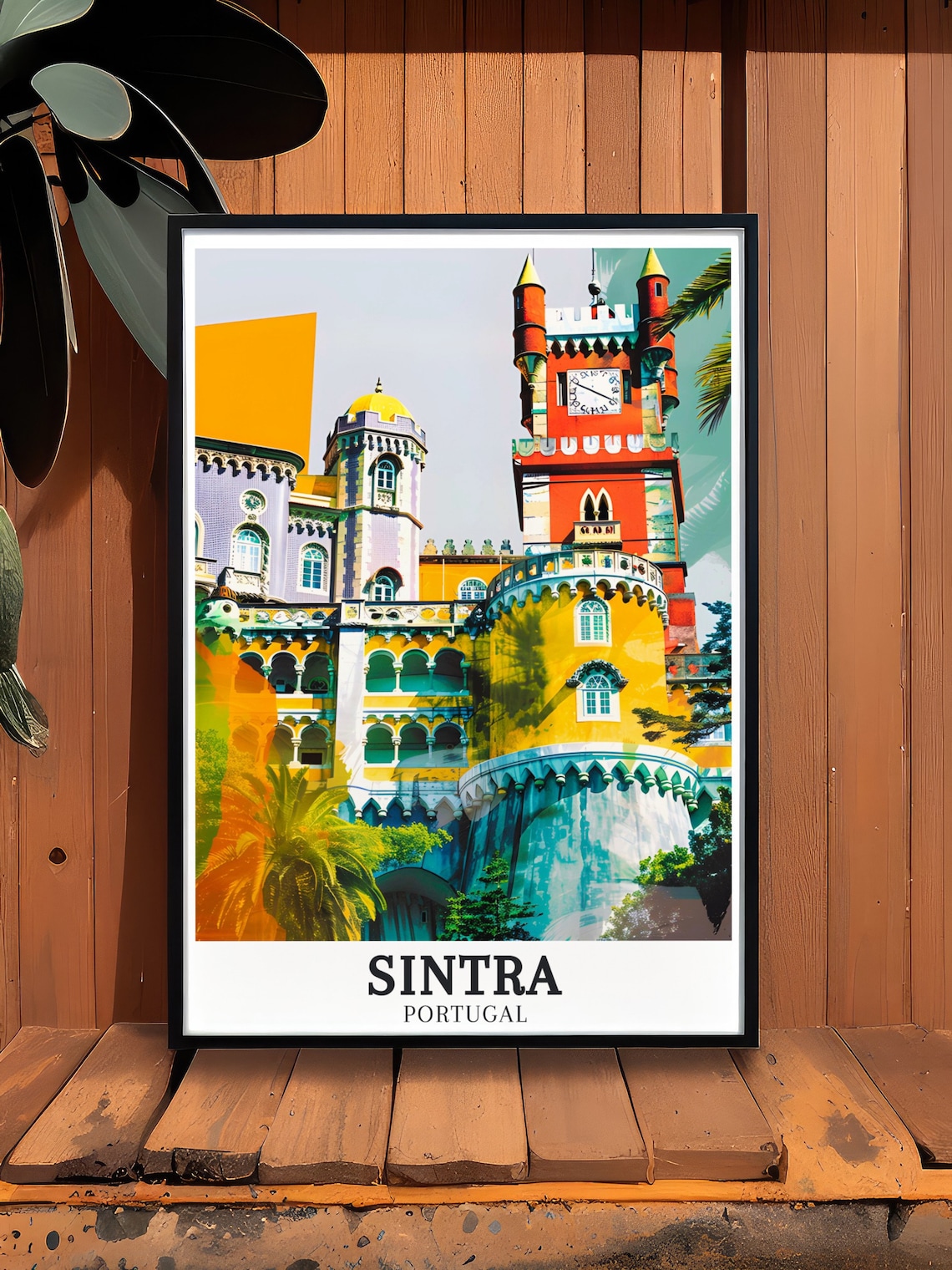 Pena National Palace Sintra Portugal Bold Colors Travel Poster - Image 3