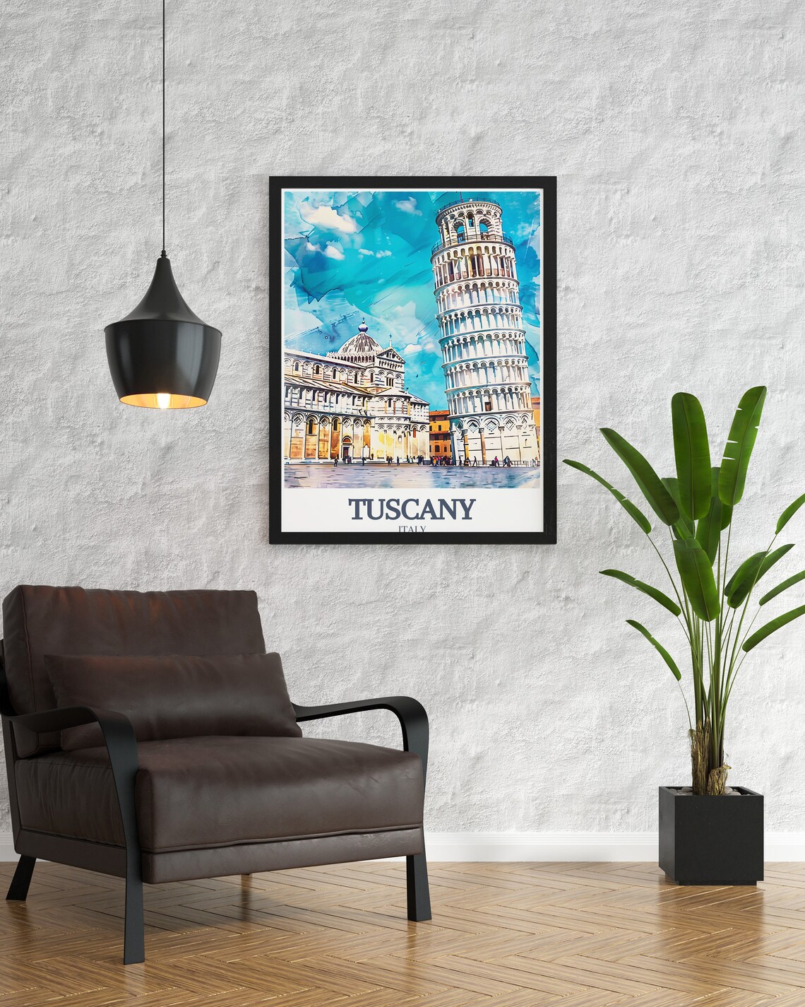Tuscany Leaning Tower of Pisa Cathedral Italy Watercolor Poster - Image 2