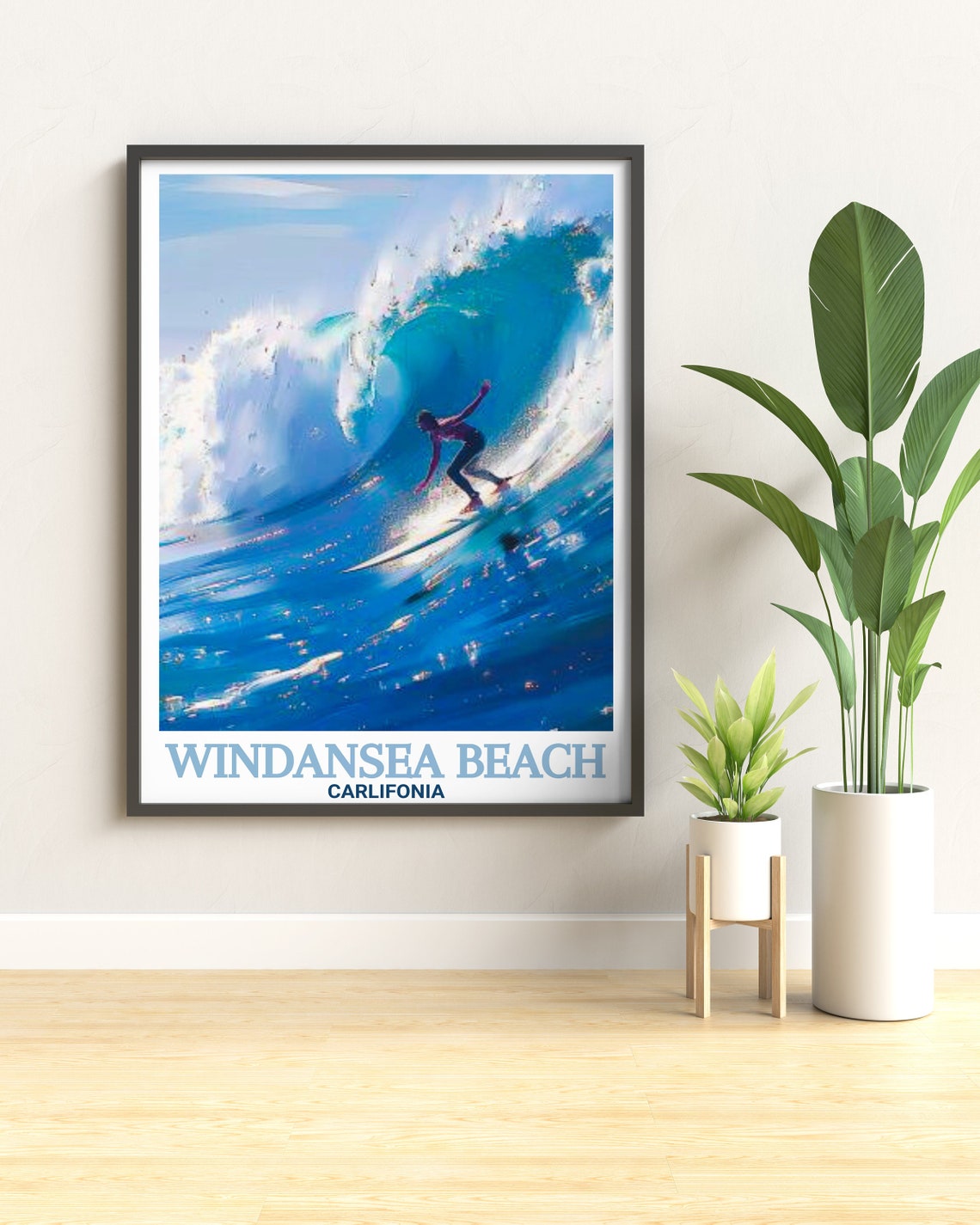 Windansea Beach Surfer Riding Turquoise Barrel Wave California Poster - Image 2