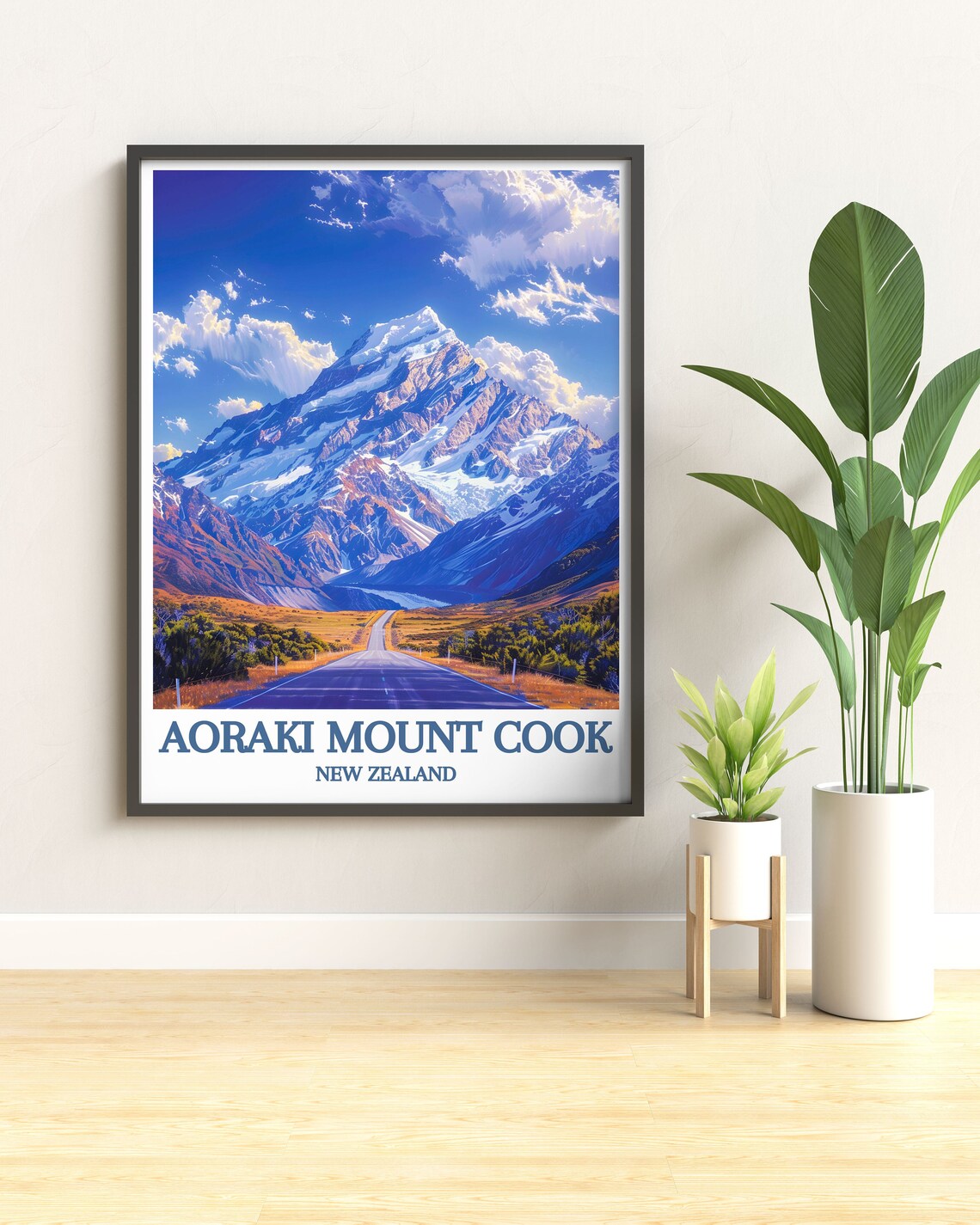 Aoraki Mount Cook New Zealand Snowcapped Peak Road Scenic Poster - Image 2