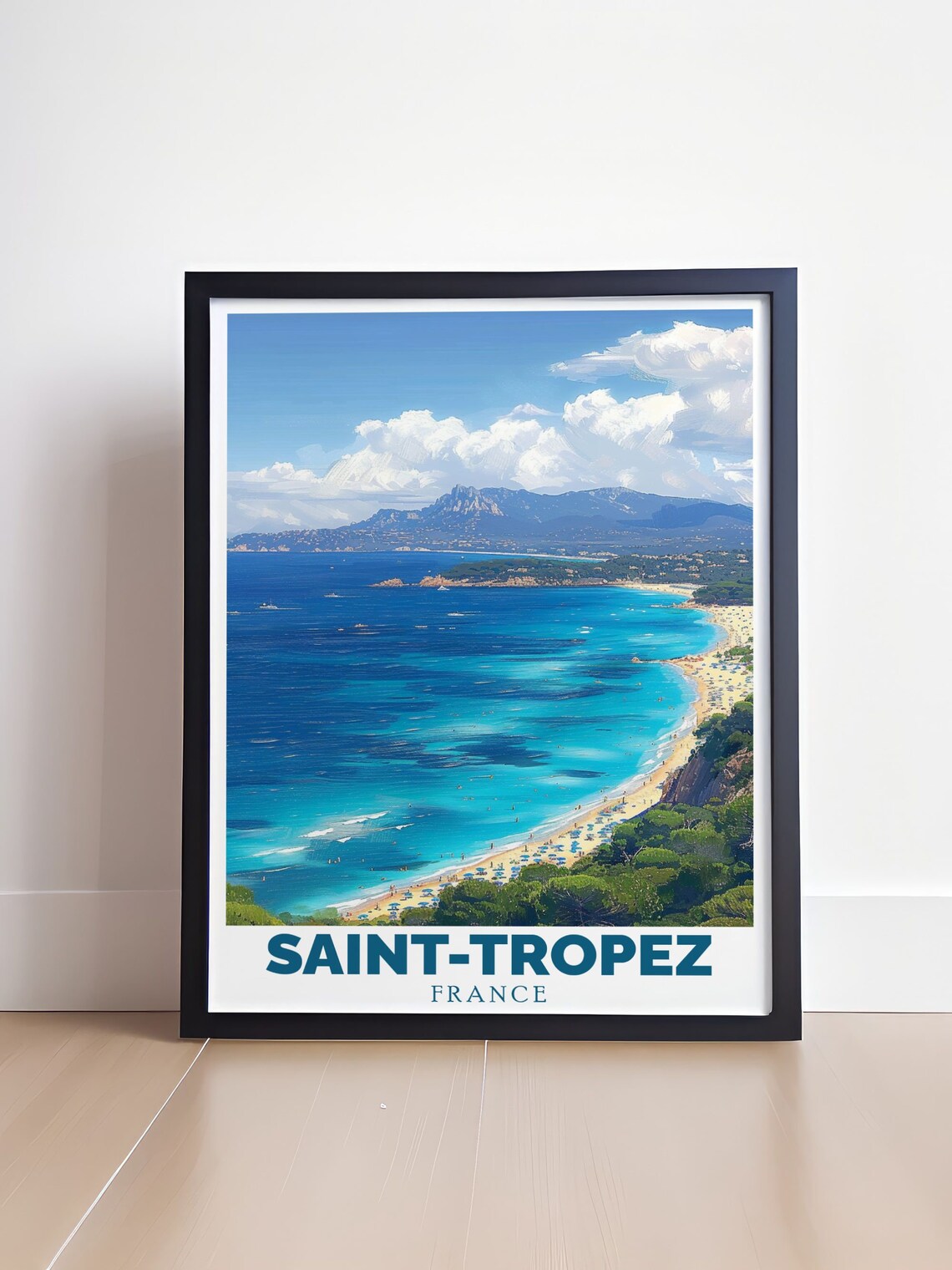 Saint-Tropez France Pampelonne Beach Aerial View Blue Sea Poster - Image 4