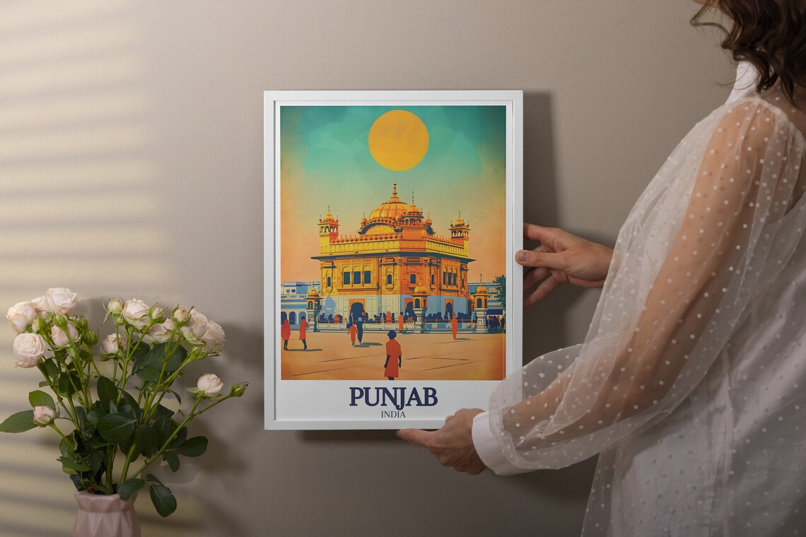 Golden Temple Amritsar Shimmering Sunset India Travel Poster - Image 2