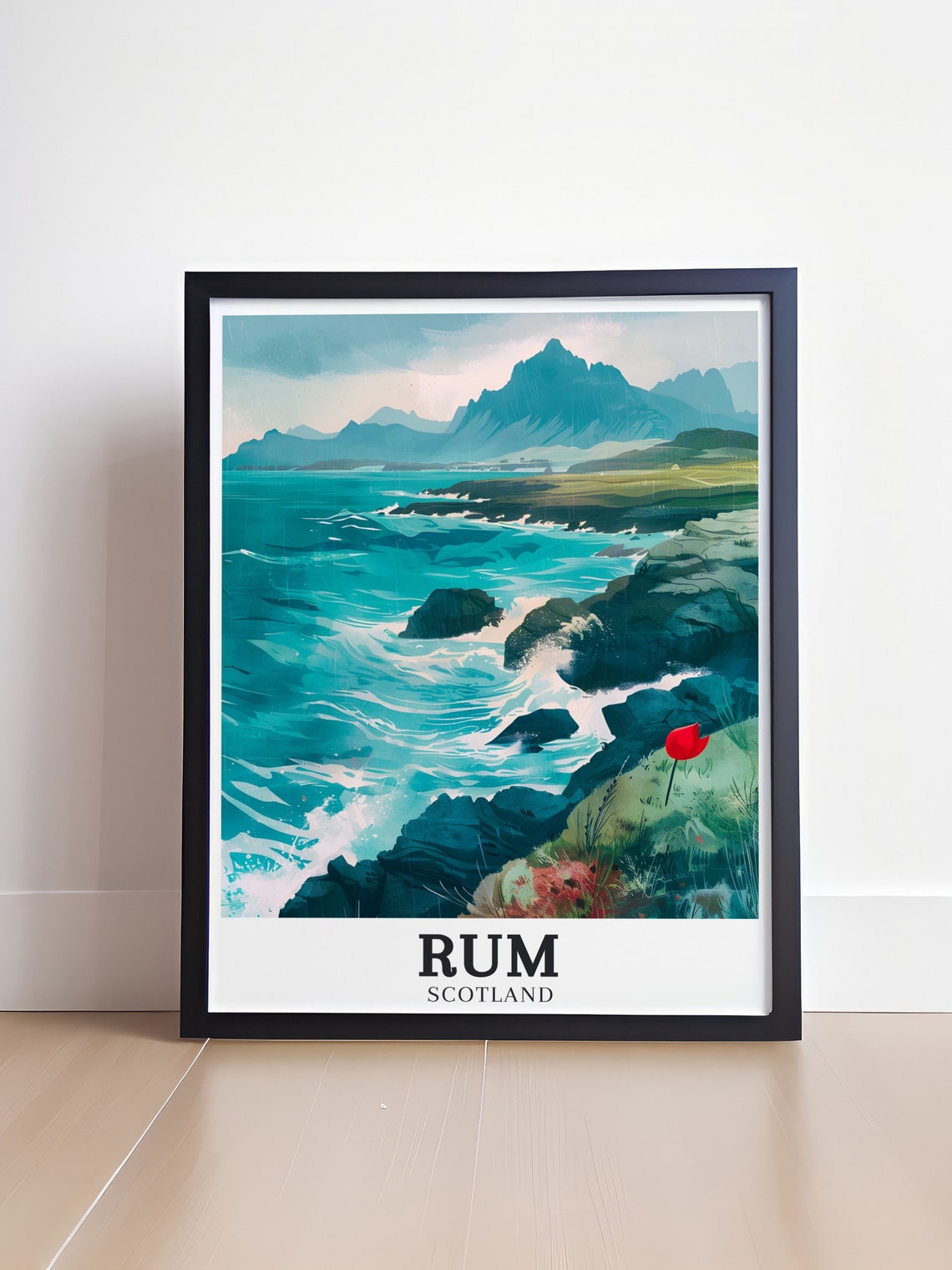 Isle of Rum Dramatic Wild Scottish Coast Ocean Waves View Poster - Image 4