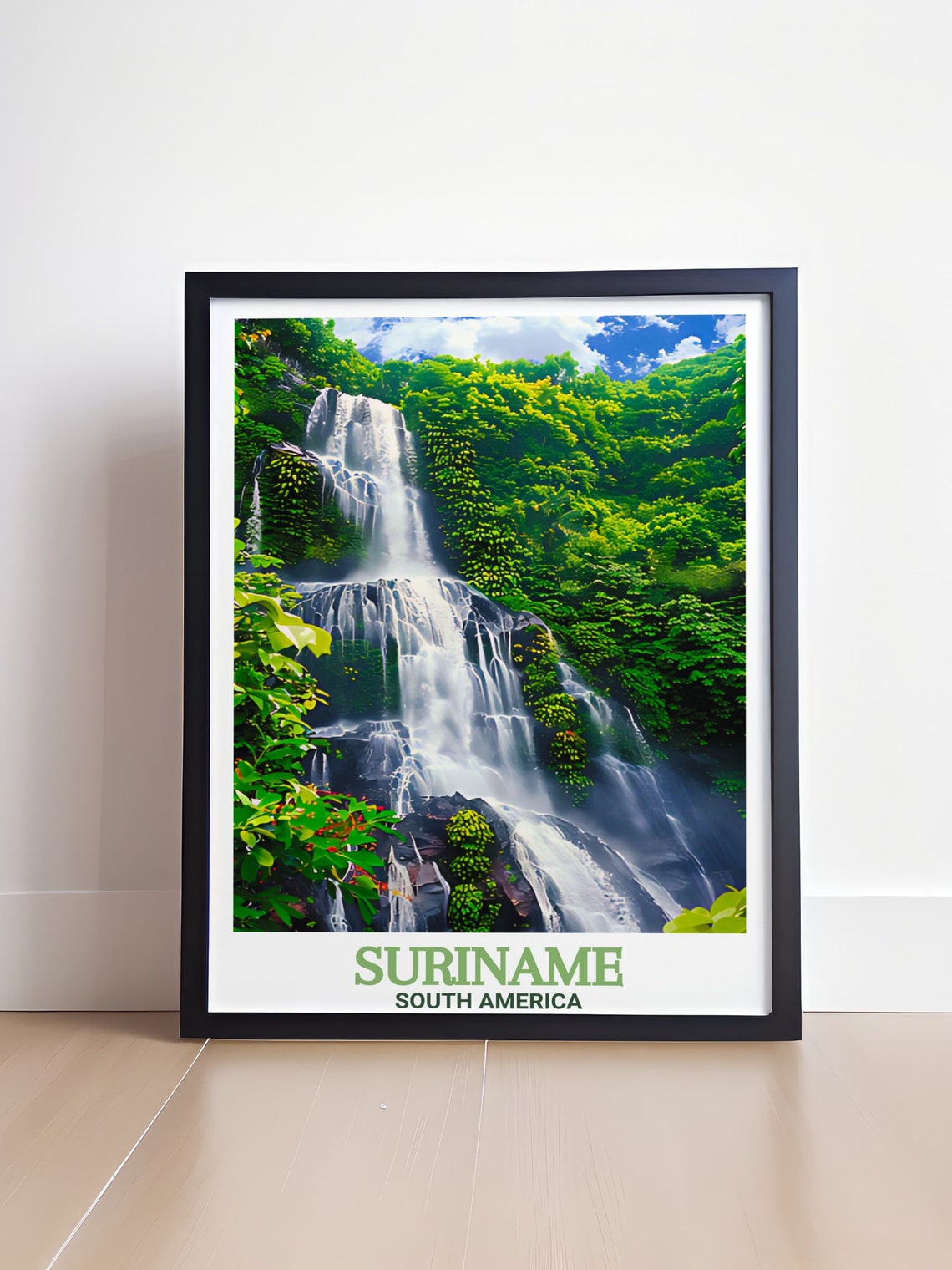 Suriname South America Lush Rainforest Waterfall Cascade Poster - Image 4