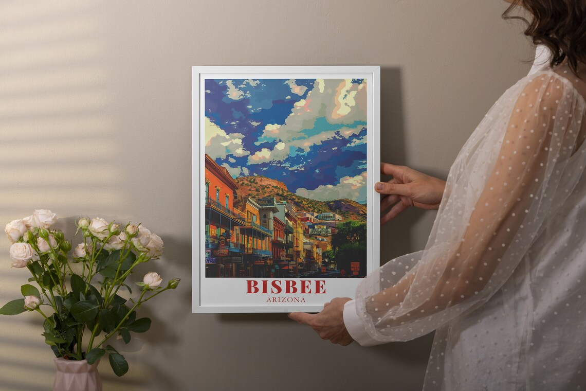 Bisbee Arizona Historic Downtown Main Street Sunset Art Classic Poster - Image 3