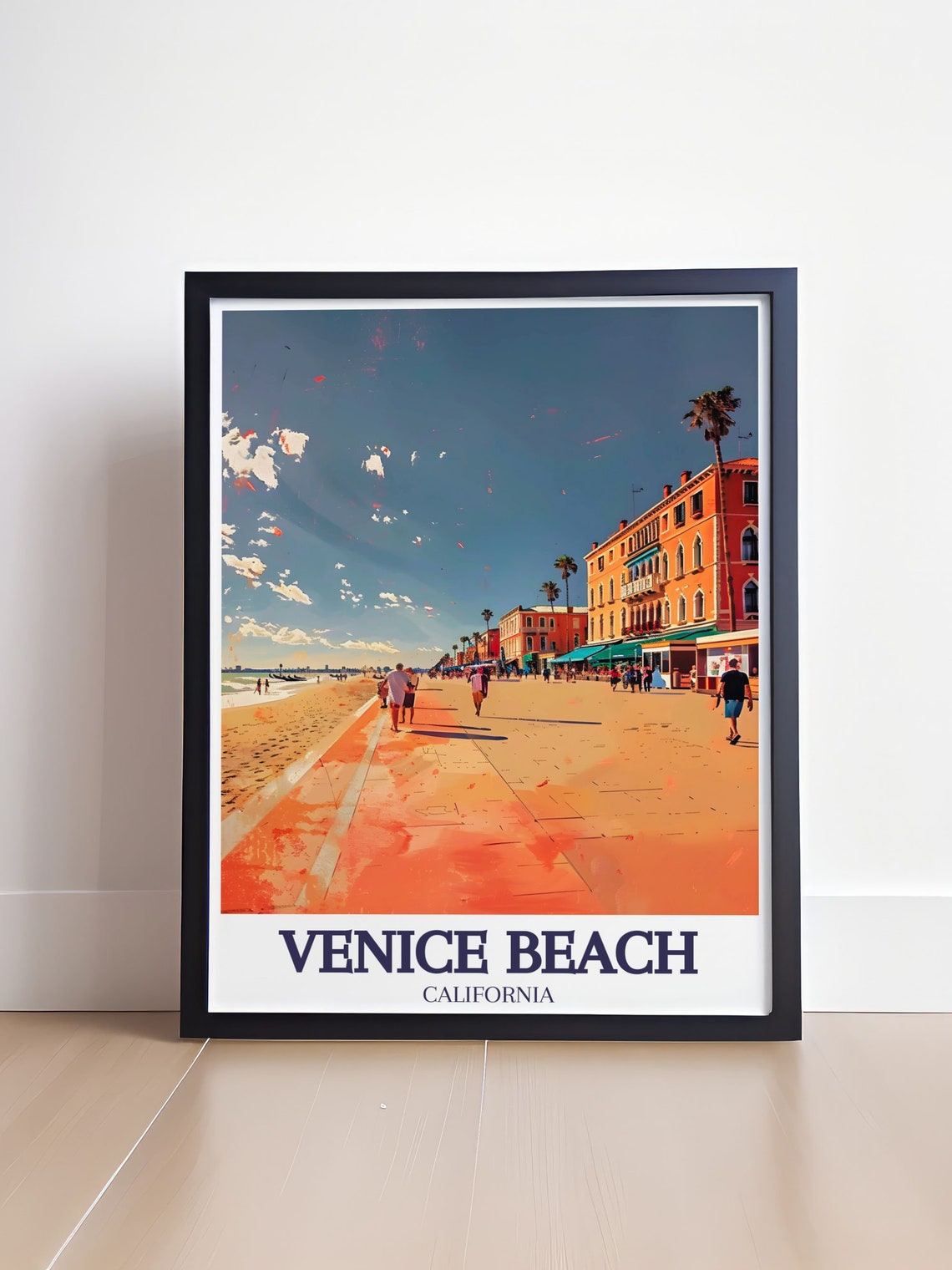 Venice Beach California Oceanfront Promenade Sunset Scene Poster - Image 4
