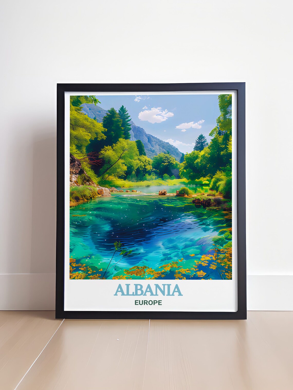 Syri I Kaltr Blue Eye Turquoise Spring Forest Travel Art Poster - Image 4