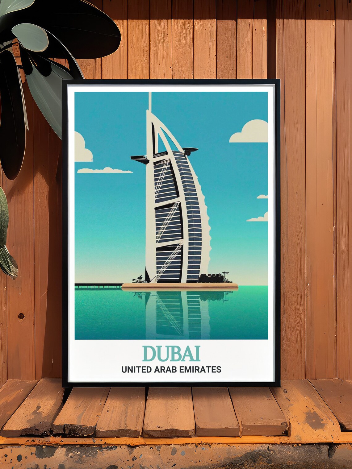 Dubai Burj Al Arab Sail Hotel Minimalist Turquoise Sea UAE Poster - Image 3