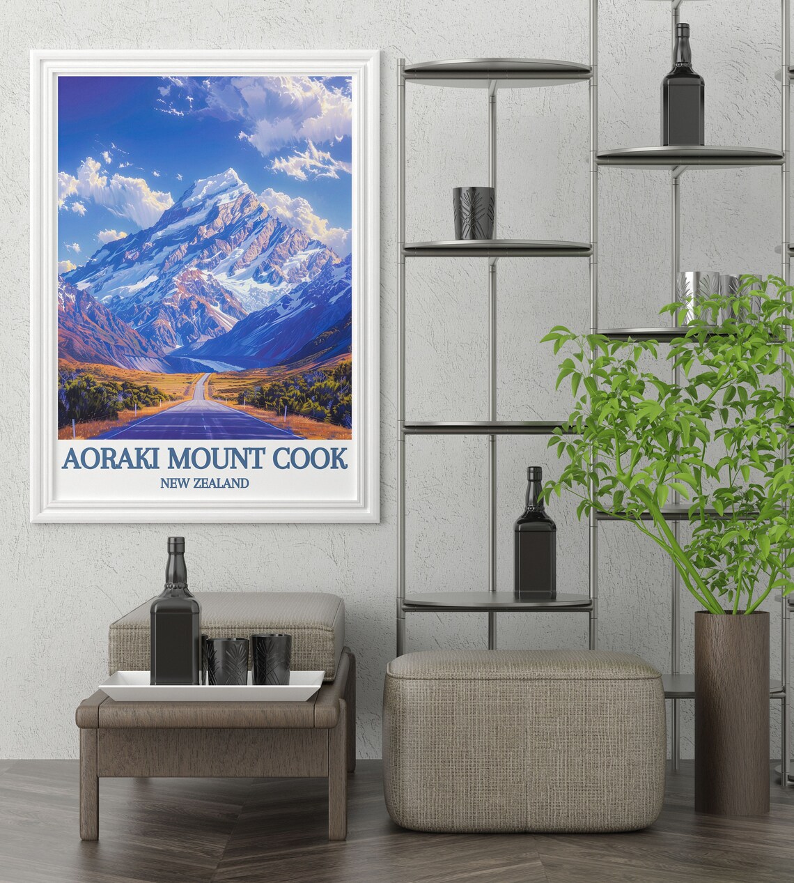 Aoraki Mount Cook New Zealand Snowcapped Peak Road Scenic Poster - Image 3