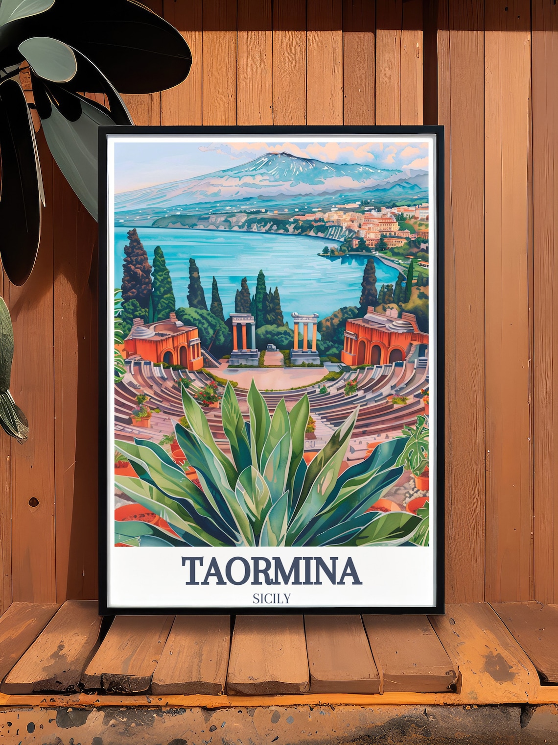 Taormina Ancient Theatre & Isola Bella Art Print - Image 3