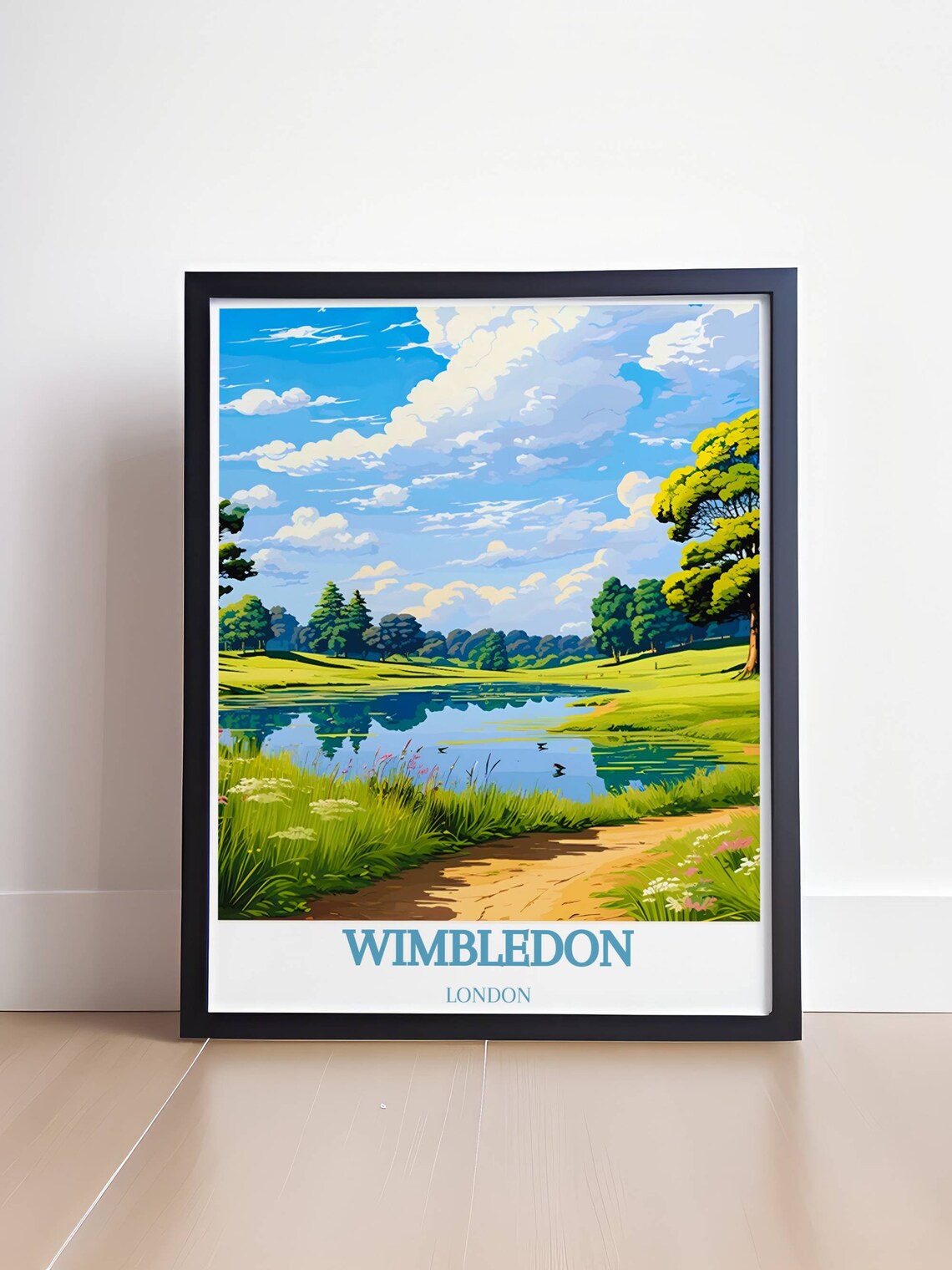Wimbledon London Park Pond Ducks Green Meadows Travel Poster - Image 4