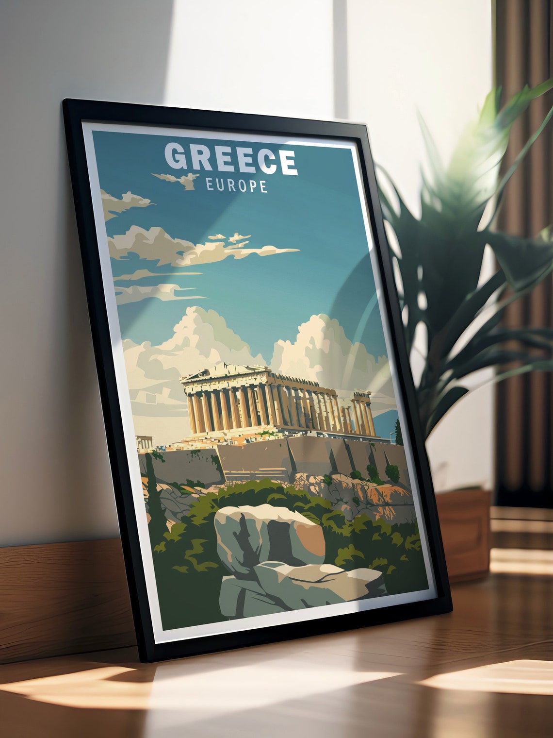 Athens Acropolis Parthenon Daytime Retro Greece Travel Poster - Image 2