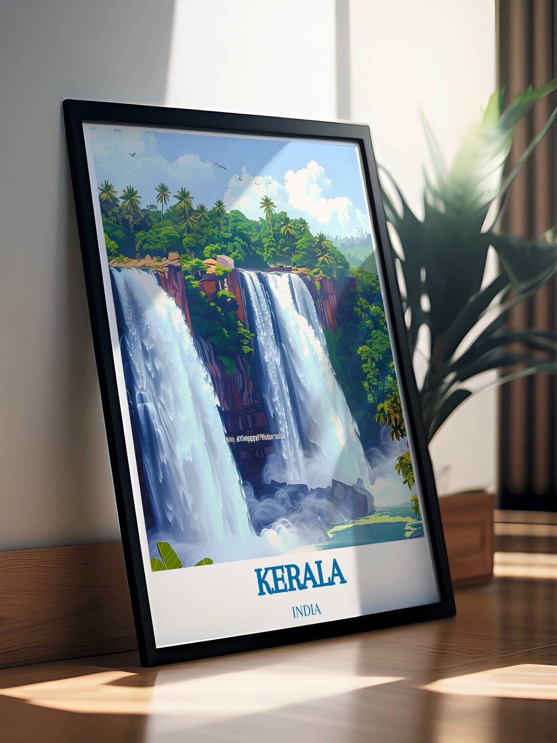 Kerala Twin Waterfalls Lush Jungle Falls India Travel Poster - Image 2