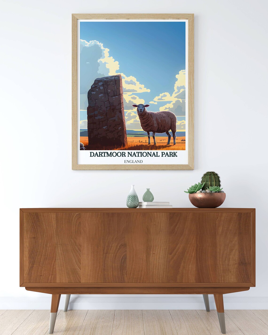 Dartmoor National Park England Sheep By Standing Stone Poster - Image 3