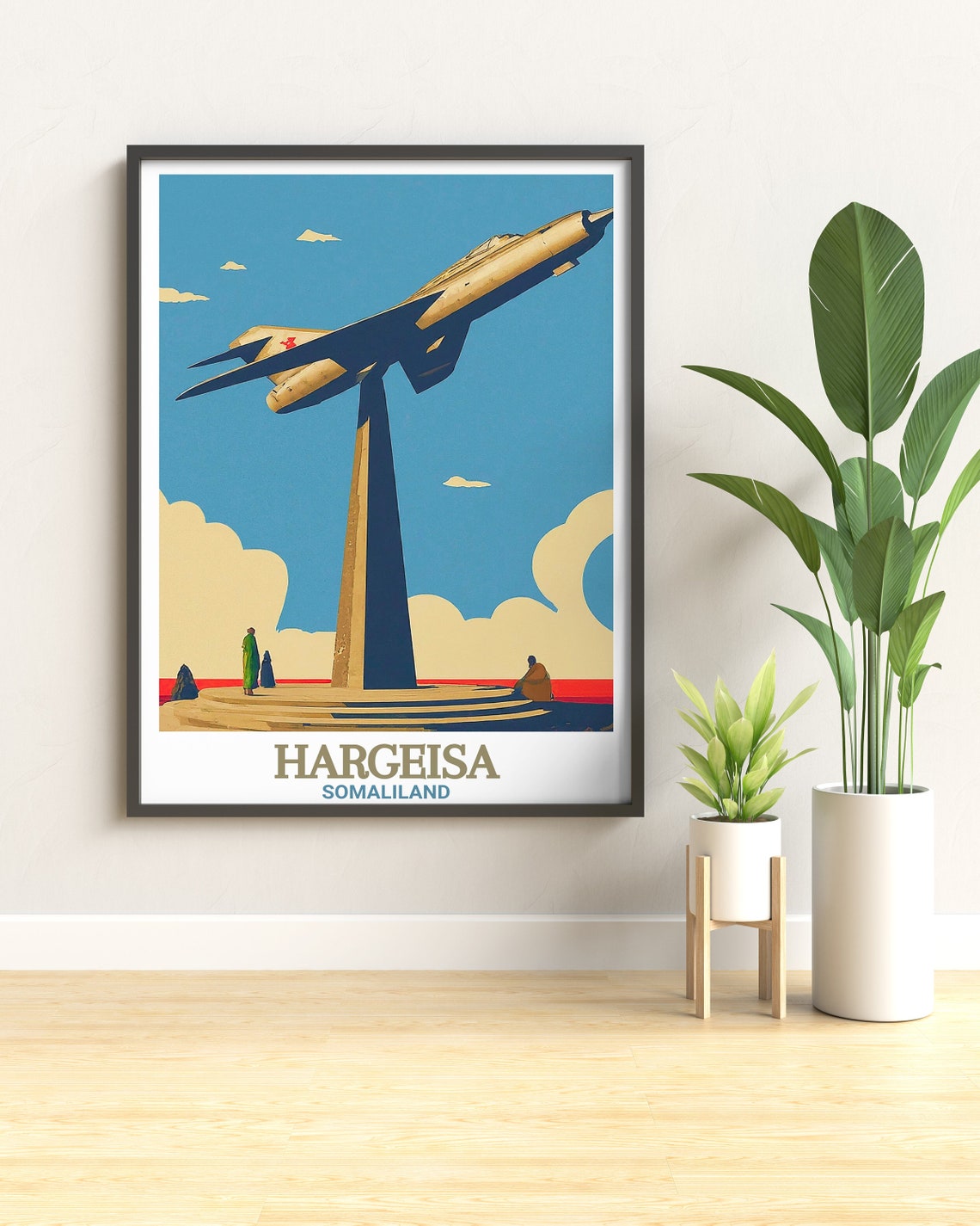 Hargeisa Somaliland MiG Jet Monument Landmark Vintage Travel Poster - Image 3