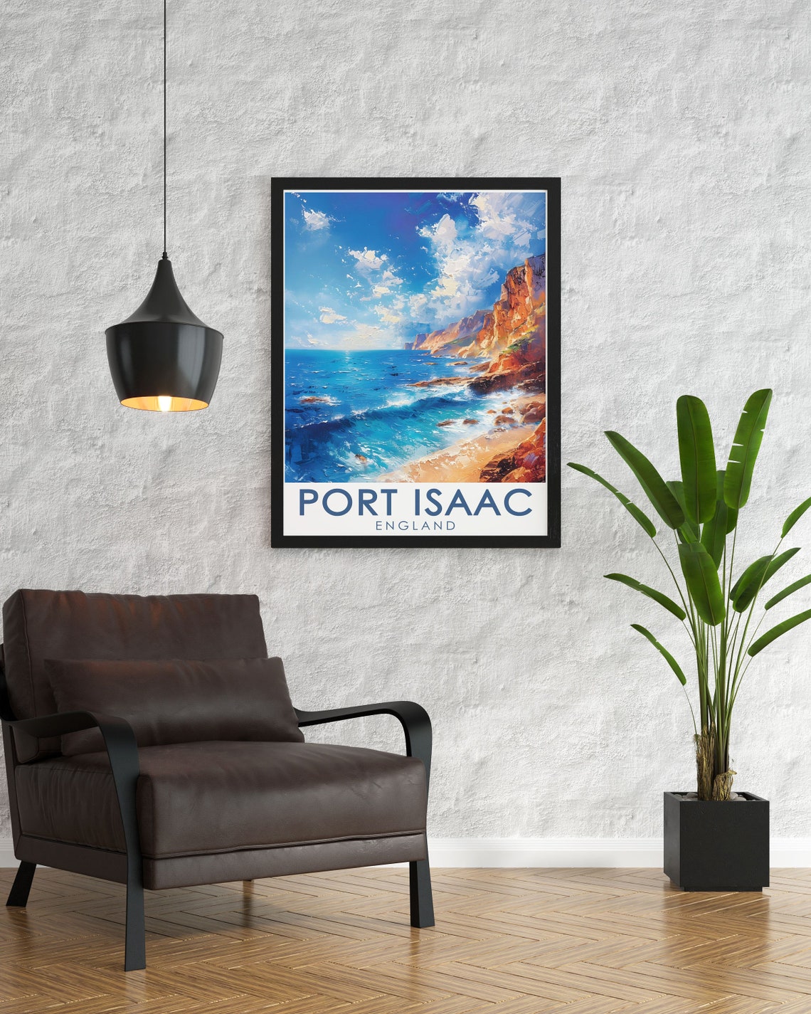 Port Isaac Cornwall Dramatic Cliffs and Blue Sea Travel Poster - Image 3
