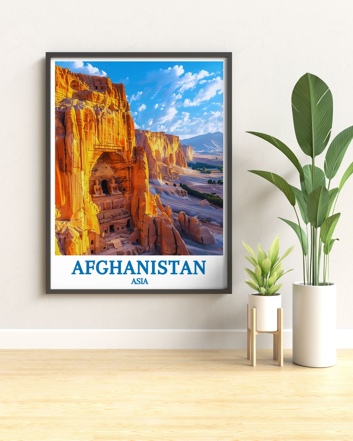 Afghanistan Bamiyan Cliffs Ancient Buddha Niches Asia Travel Poster - Image 3