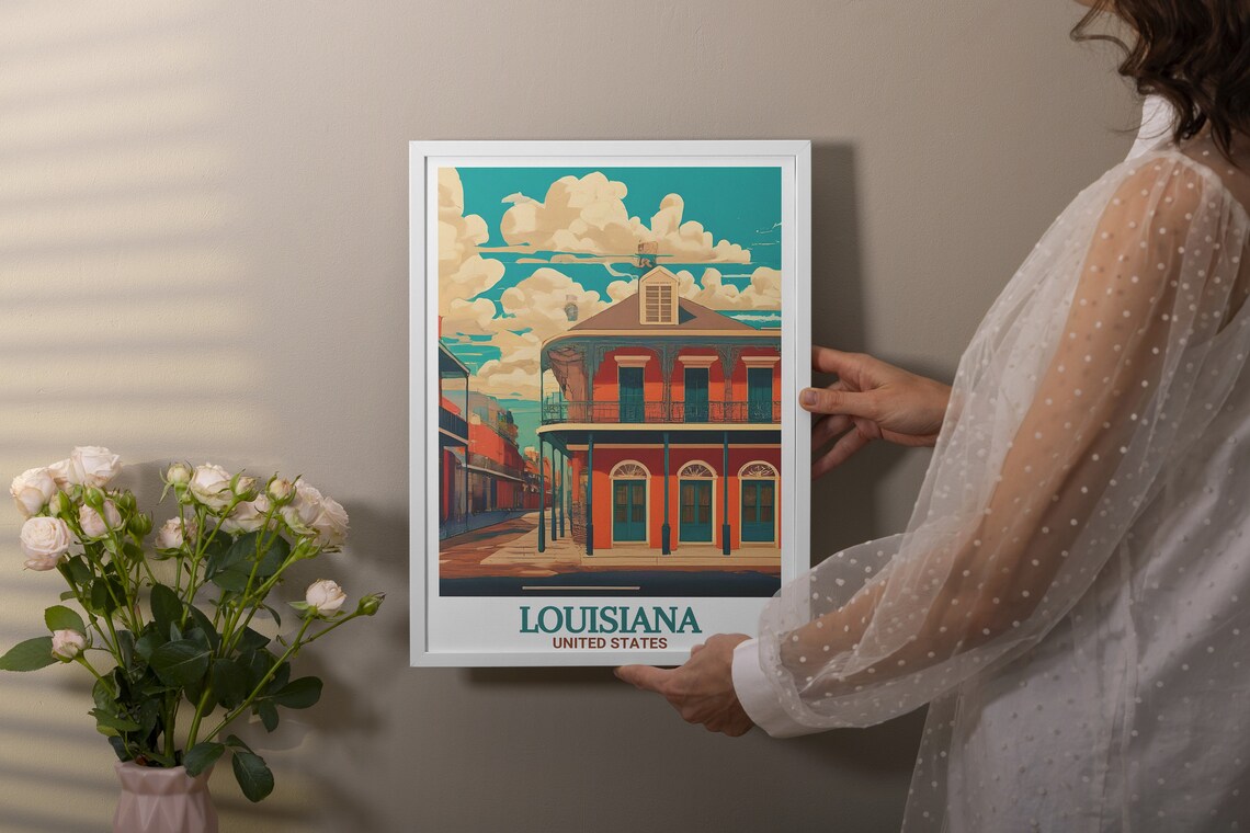 French Quarter Balcony Building in New Orleans Louisiana Travel Poster - Image 3