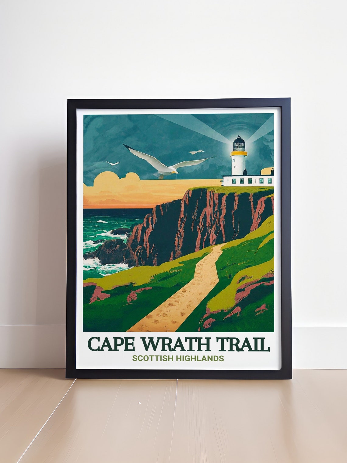 Cape Wrath Lighthouse Seabirds Over Dramatic Sea Cliffs Poster - Image 4