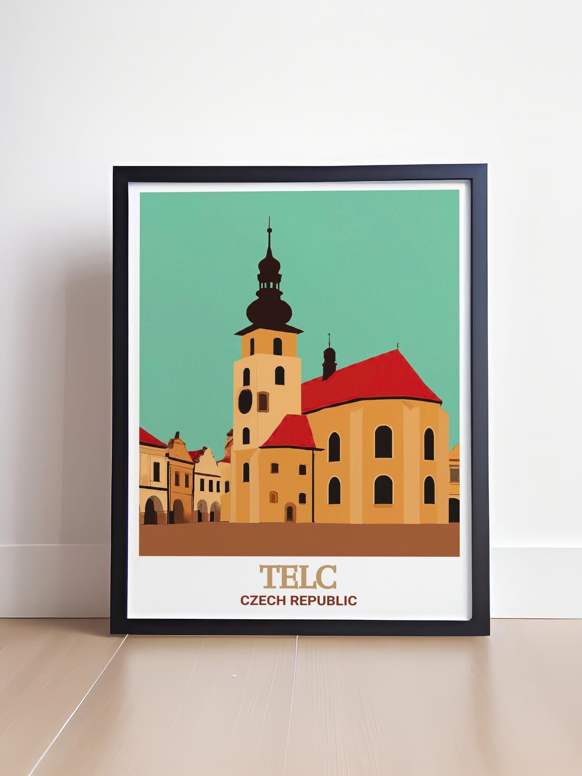 Telc St James Church Historic Czech Republic Old Town Travel Poster - Image 4