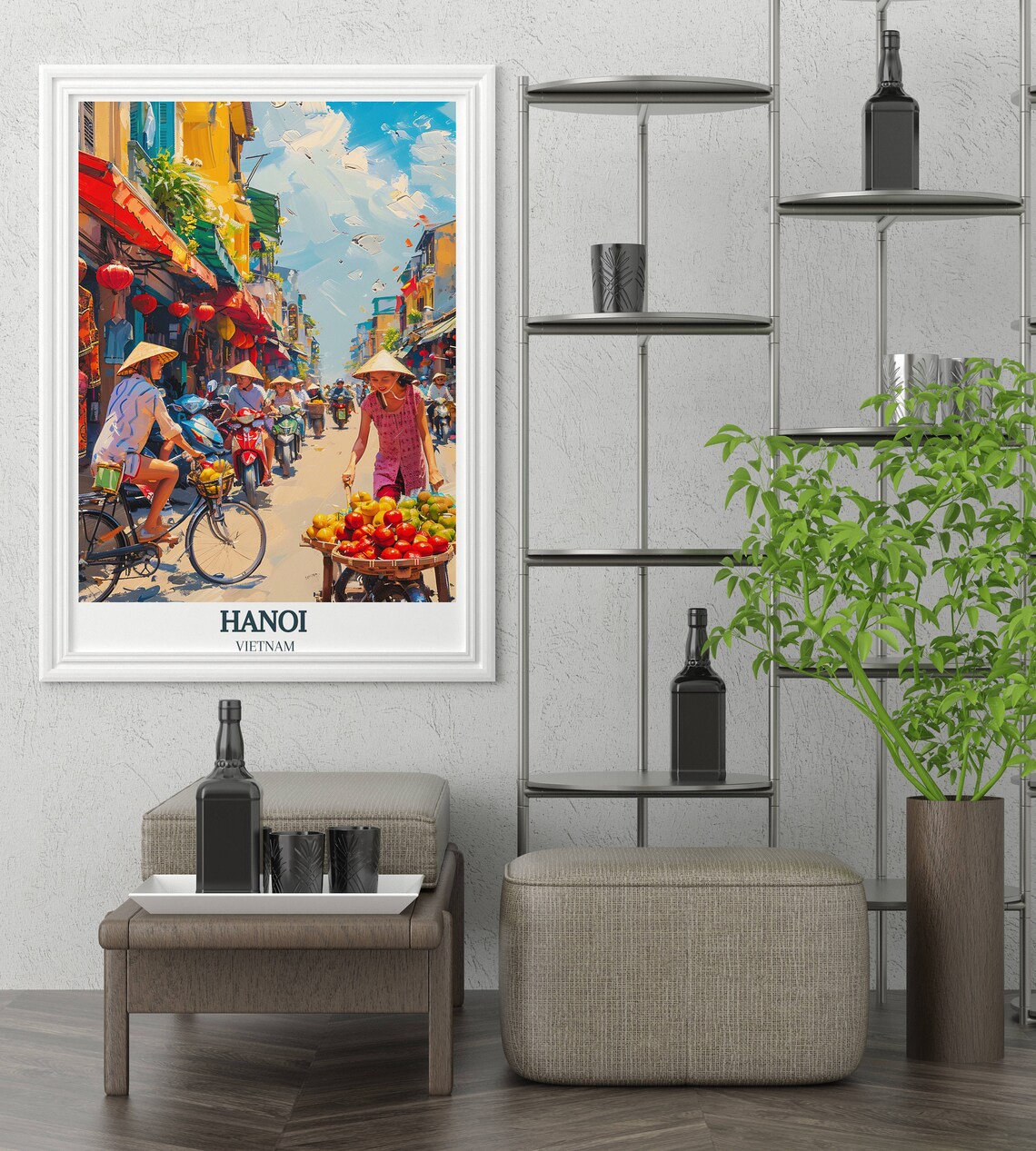 Hanoi Old Quarter Art Print, Vietnam Travel Poster - Image 3