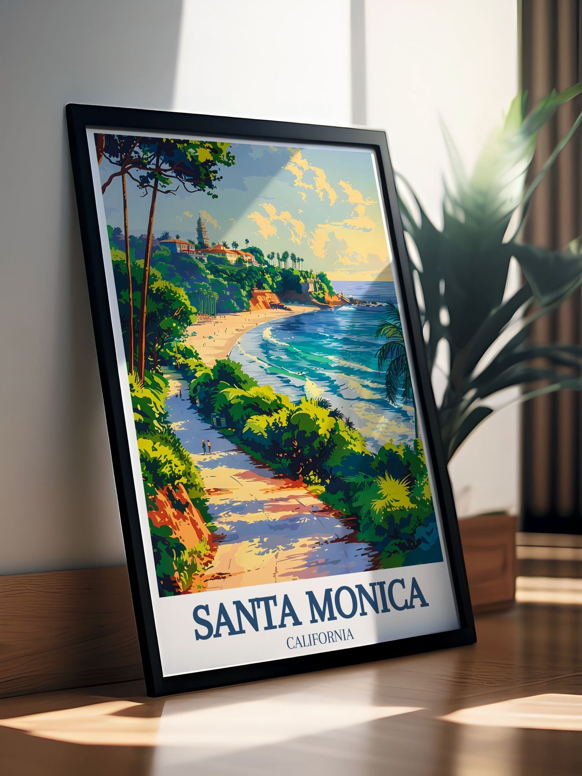 Santa Monica California Palisades Park Cliff Ocean View Travel Poster - Image 2