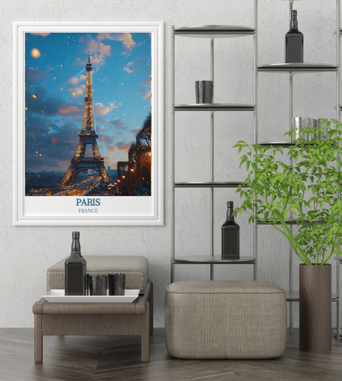 Paris France Eiffel Tower Glowing in a Starry Evening Poster - Image 2
