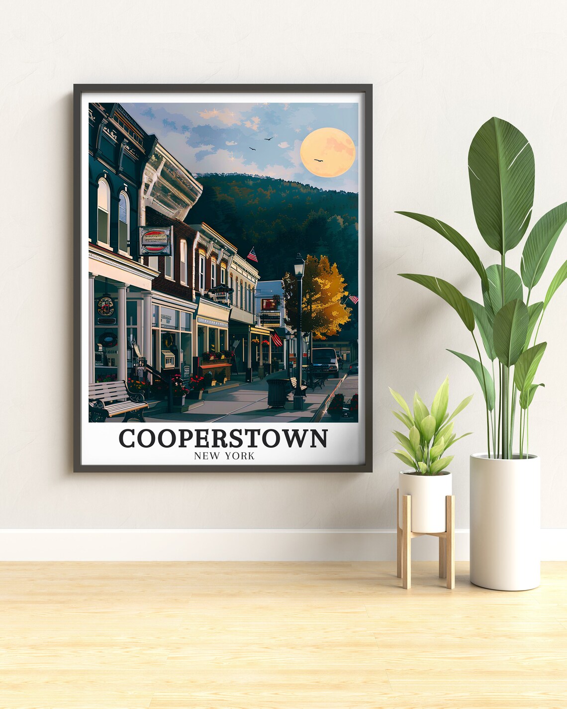 Cooperstown Main Street Moonlit Evening New York Vintage Poster - Image 2