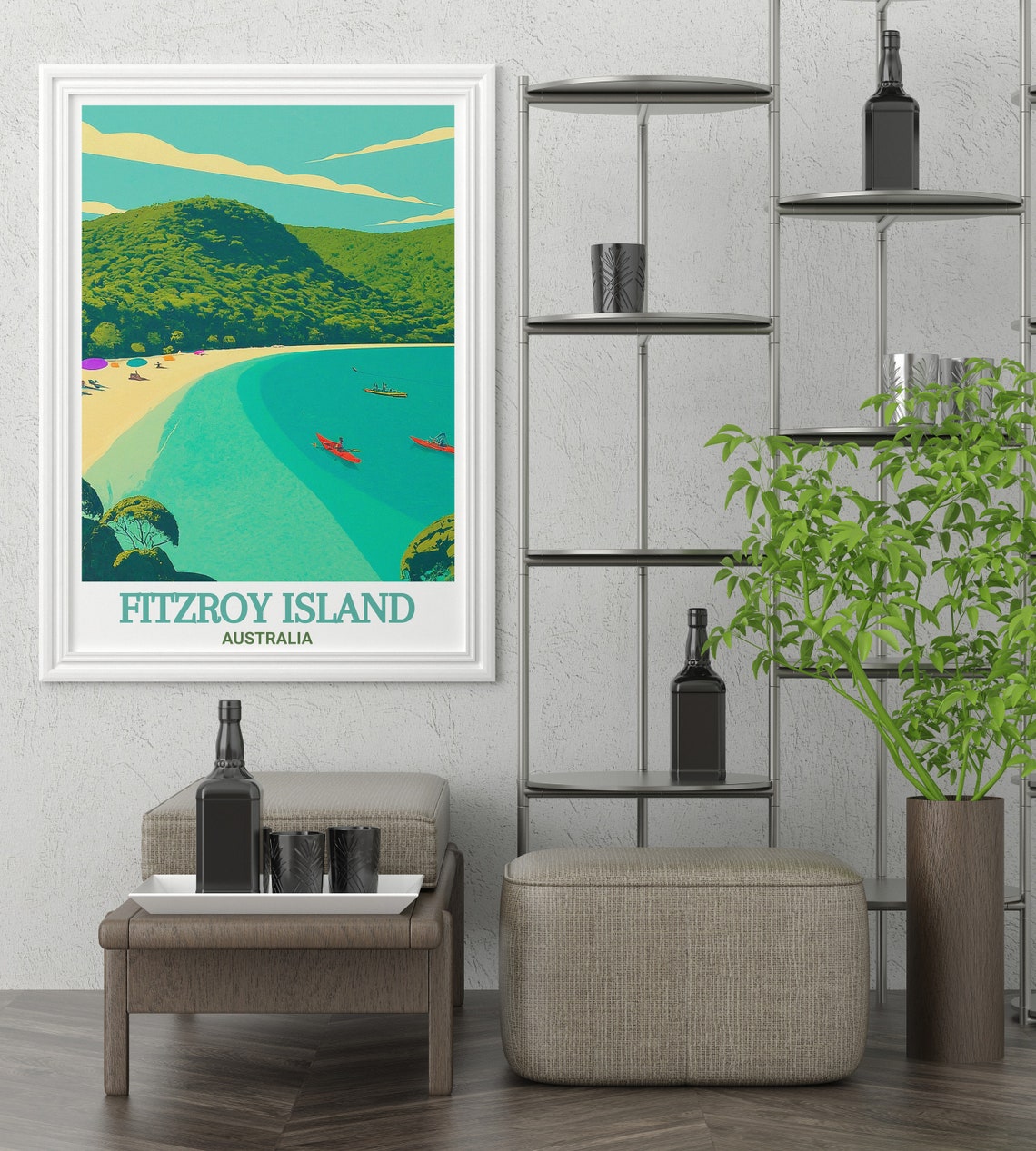 Fitzroy Island Australia Turquoise Bay With Red Kayaks Poster - Image 2